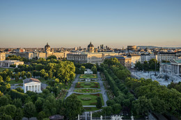 Blick auf Volksgarten, Museen und Parlament